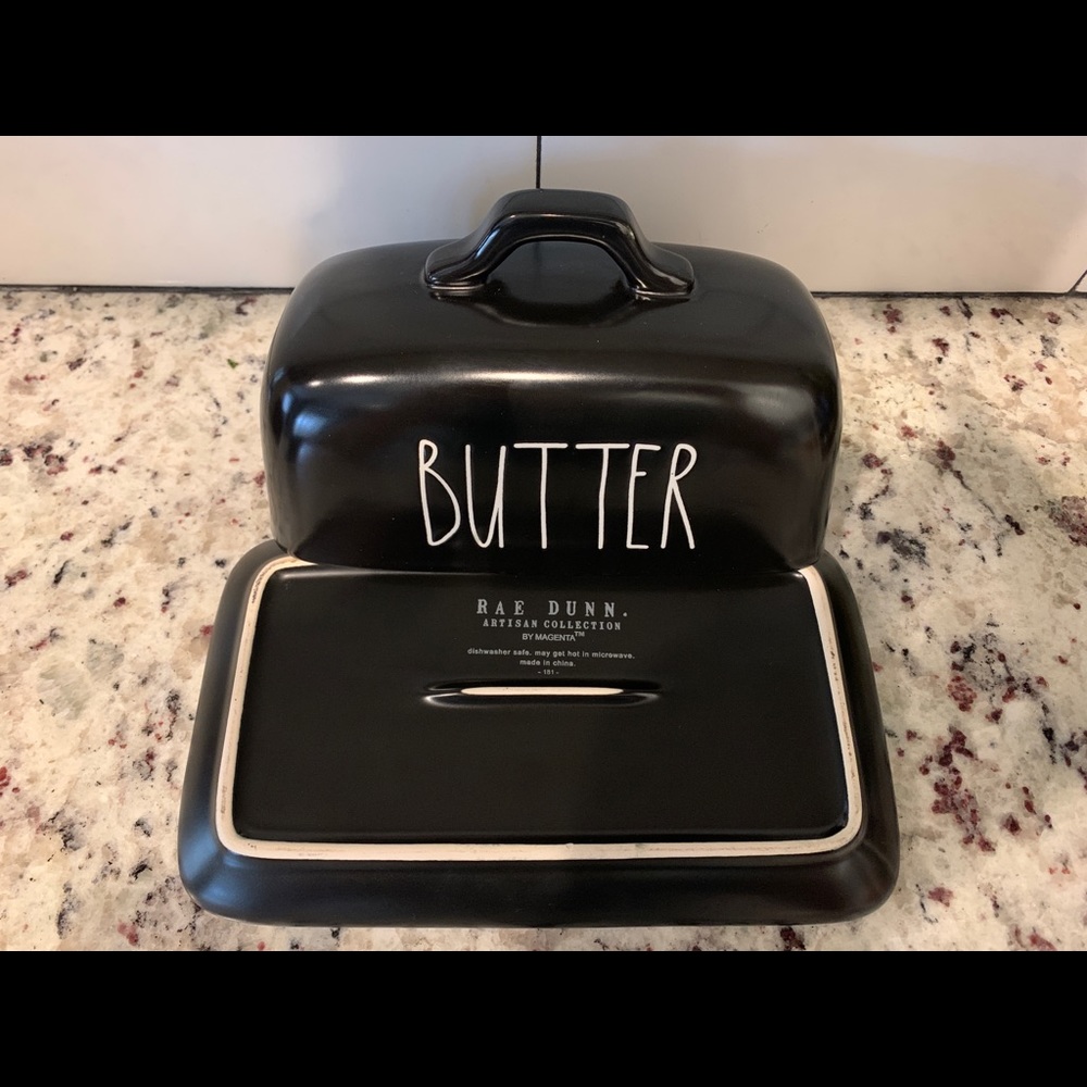Black RAE DUNN butter dish